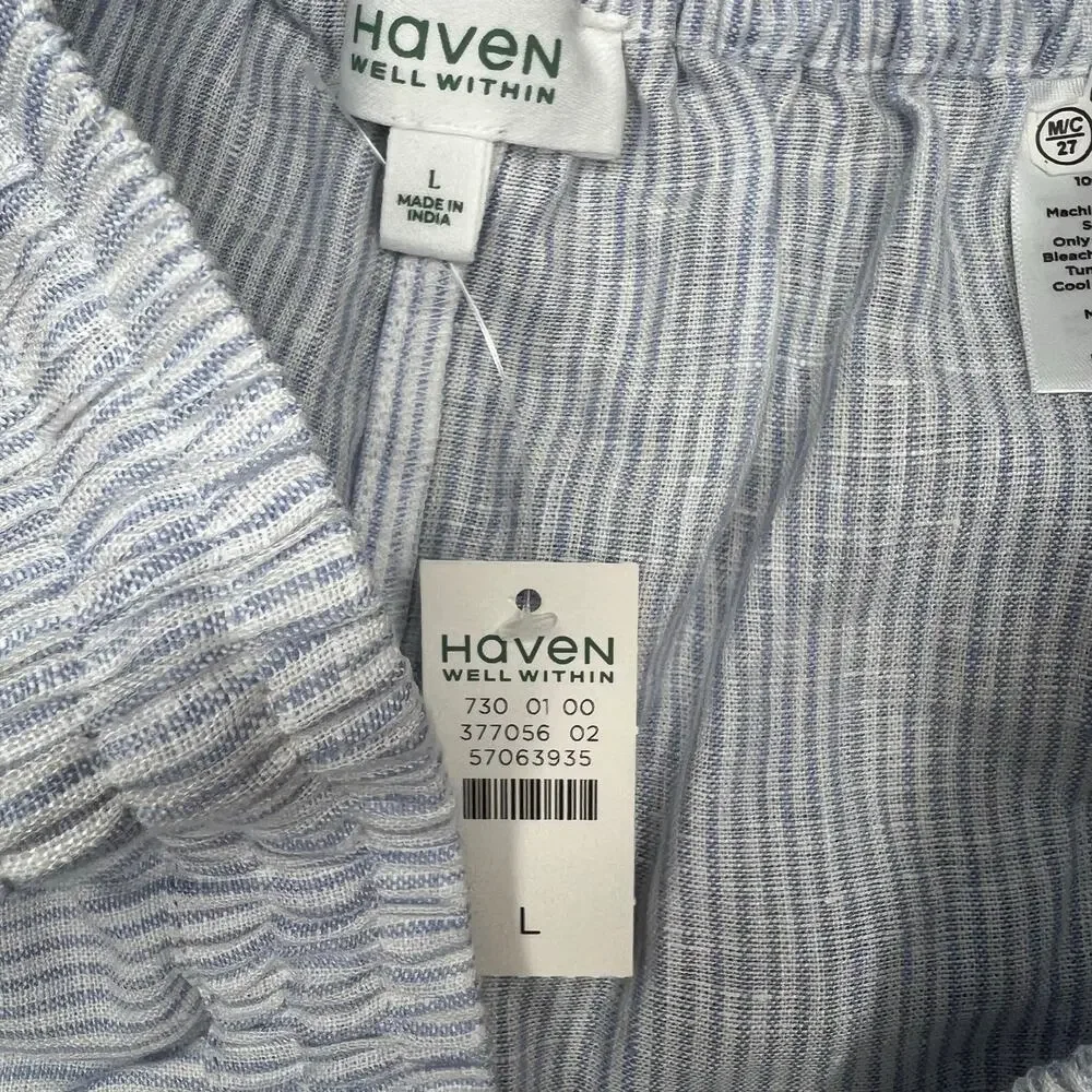 Haven well within blue striped linen shorts new with tag pull on high waist